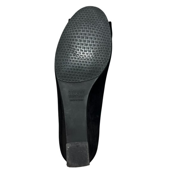 NWOT Stuart Weitzman Caring Black Suede Wedge Pump women's size 7.5 - Picture 8 of 11